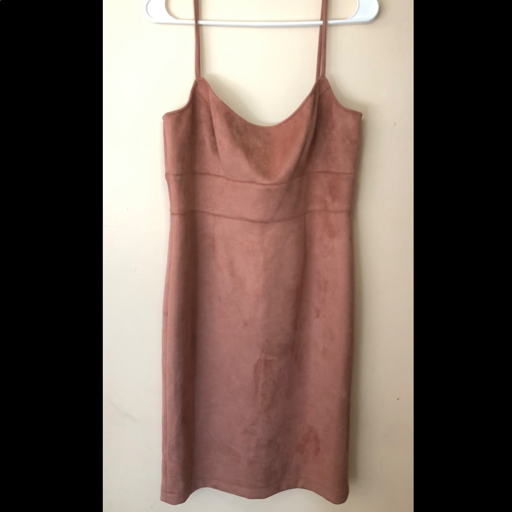BCBG Alese Rose Pink Faux Suede Dress - Large